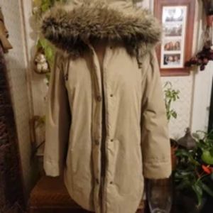 Maggie Barnes Tan Parka w Fur Hood